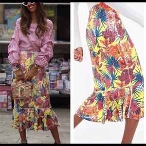 Zara blogger favorite tropical sequin skirt